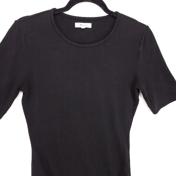 Madewell Bodysuit Size Medium Black Ribbed Long Sleeve Full-Coverage Layering - Picture 4 of 11